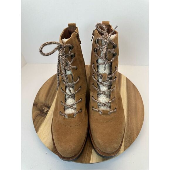 MARC FISHER size 10 IZMA Shearling Hiker Boots Booties Shoes - Picture 9 of 11